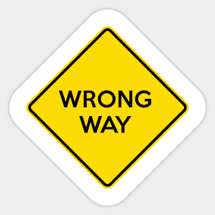 WRONG WAY Yellow Road Sign Sticker